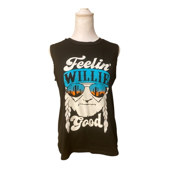 Source Unknown Tops - Source Unknown Black Graphic Muscle Tee